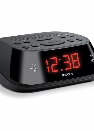 Радиобудильник с цифровым дисплеем красная подсветка двойной будильник таймер сна питание от сети черный