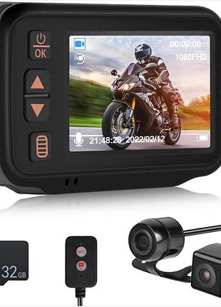 Відеореєстратор заднього і фронтального виду 1080p для мотоцикла автомобіля з 2 дюймами нічна зйомка 32гб карта пам'яті camecho