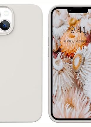Чехол силиконовый для iphone 13 6 1 дюйма жидкий силикон влагостойкий защитный бежевый ультратонкий легкий