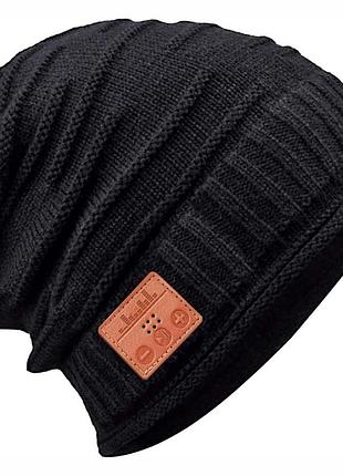 Шапка bluetooth beanie с наушниками 5 0 черная акриловая 10 часов прослушивания гарнитура микрофон для зимы