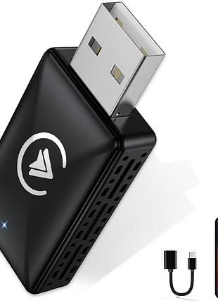 Адаптер carplay беспроводной android для авто usb c usb a 2 в 1 мини версия черный совместимость ios android