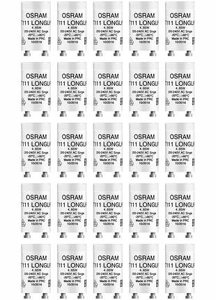 Стартер для люминесцентных ламп st111 osram универсальный 4 80 вт длительный срок службы 25 штук белый