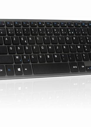 Мини клавиатура bluetooth azerty беспроводная с usb c перезаряжаемая 90 часов черная 14 мультимедиа ярлыков