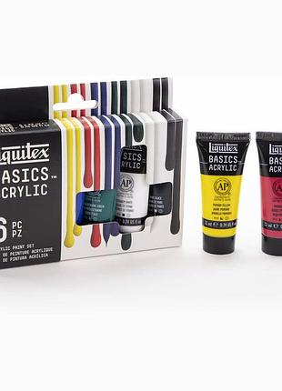 Набір акрилових фарб 6 кольорів 22 мл для художників водорозчинні стійкі пігменти сатинові універсальні