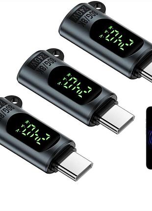 Адаптер usb c с led дисплеем micro usb to usb c usb a to usb c кабель для macbook ipad iphone 15 серый
