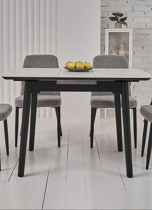 Керамический стол tm-87-1 белый мрамор + черный