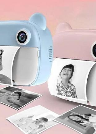 Новый детский фотоаппарат моментальной печати фото+термобумага 1 шт. с usb, м3, голубой