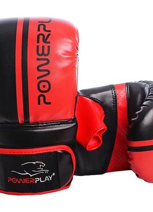 Перчатки боксерские power play 3025, black/red - s