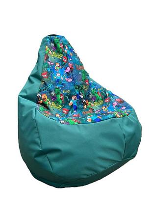 Кресло бескаркасное мешок-l 75х115, внут.чехол, ткань оксфорд, принт майнкрафт