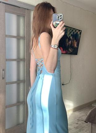 Сукня довга на завʼязках літня блакитна