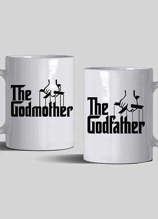 Чашки с принтом на подарок крестным "крестный отец, крестная мать"