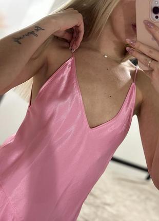 Нова сатинова рожева міді сукня h&m