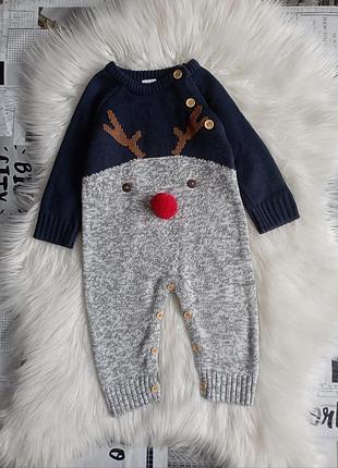 В'язаний чоловічок/ ромпер 3-6 м.