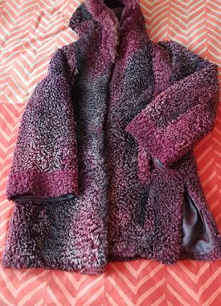 Бордова шуба з каракуля натуральная шуба с капюшоном