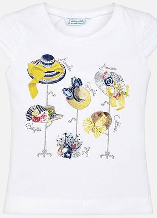 Mayoral белая футболка с ярким принтом для девочки 92 см