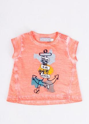 Яркая, хлопковая, оранжевая футболка boboli для девочки, летний принт 92 см