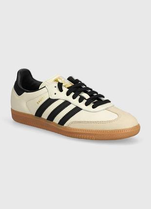 Шкіряні бежеві жіночі кросівки adidas samba  38,5-39