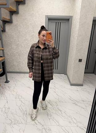 Жіноча класична фланелева сорочка рубашка у клітинку