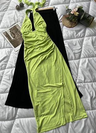 Сукня міді з розрізом бретелі трансформер