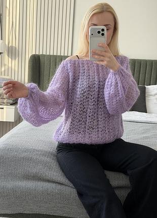 Светр фіолетовий бузковий лавандовий ручна робота