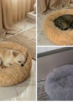 Новая лежанка, лежак для кошек и собак серый мех