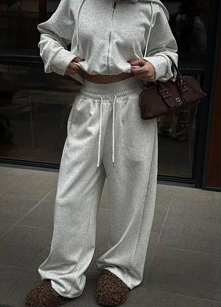 Теплий костюм з трьохнитки петля 🤗 шоколад/графіт/чорний/меланж • 42-44, 46-48 • мод.736