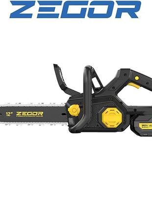 Пила ланцюгова акумуляторна zegor cspb-21bl-12"w 1*(21 v, 6 а·год) (шина 304 мм) безщіткова в коробці (сірія professional)