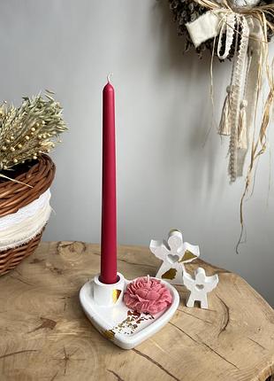 Набір: 2 свічки та підсвічник серце з ангелами | ручна робота