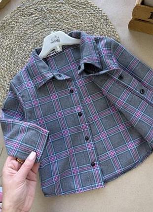 Сорочка фланель сіро рожева 2