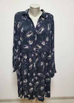 Красивое брендовое вискозное легкое платье на пуговицах батал