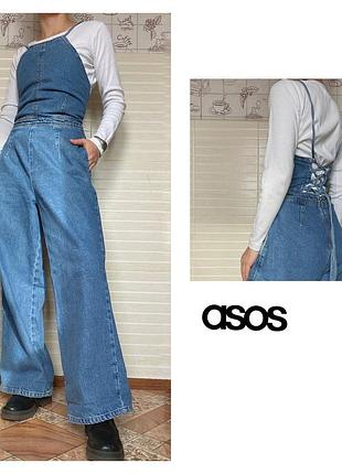 Джинсовый комбинезон с широкими брючинами