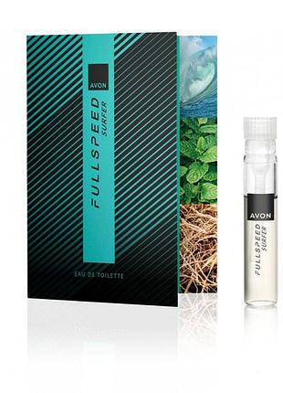 Пробный образец туалетной воды avon full speed surfer на открытке