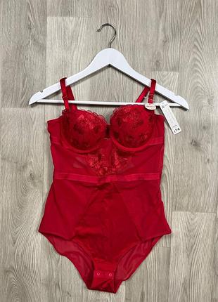 Сексуальний червоний сітчастий боді з мереживом від george ❤️ розмір uk 34b боди нове