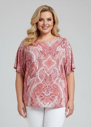 Коттоновая трикотажная блуза футболка большого размера батал