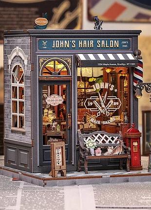 Бук нук парикмахерская джона интерьерный конструктор john’s hair salon diy book nook kit cwgc-215