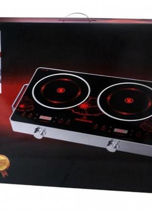 Электрическая плита crownberg cb-1327 инфракрасная на 2 конфорки 4000 вт