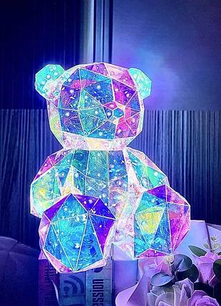 Нічник 3d «ведмедик із серцем», голографічний ефект, multi-підсвітка, usb (25×20 см)