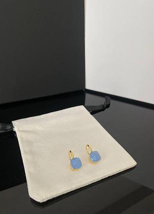 Сережки помеллато італія застібка-гачок, позолота з лавандовим каменем