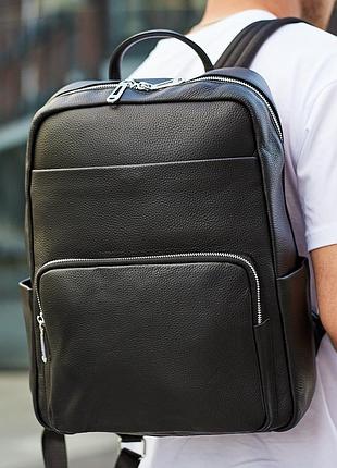 Чоловічий шкіряний рюкзак для поїздок та відпочинку 30х40х16, сумка наплічна tiding bag 59331, чорна