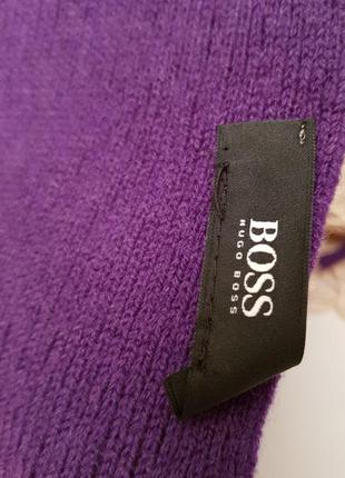 Шикарный статусный шарф hugo boss красивенного сливового цвета шерсть3 фото