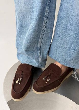 Лофери 11917, р.36,37,38,39,40,41,42, натуральна замша, шоколад