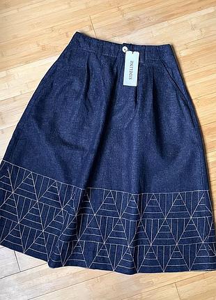 Преміальна джинсова спідниця з вишивкою