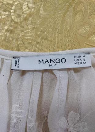 Шифоновая блуза с вышивкой., манго.4 фото