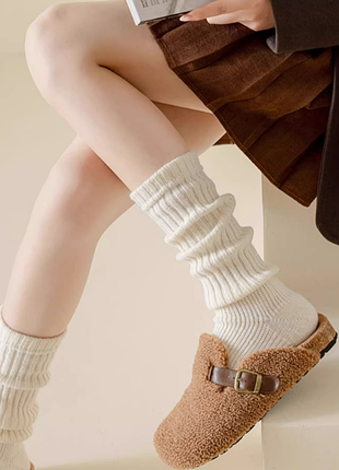 Довгі гетри гольфи без пальців шкарпетки молочні (70к005)