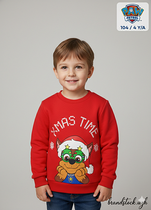 Дитячий світшот paw patrol xmas time з маршалом на  3/4 роки (104 см) кофта щенячий патруль