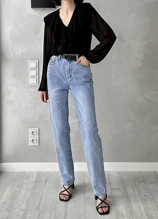 Прямі блакитні джинси джинсы straight feet деним штаны