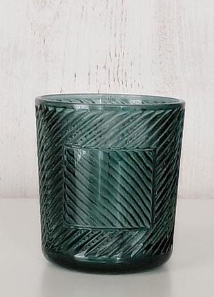 Атмосферный подсвечник стеклянный со спиральным узором