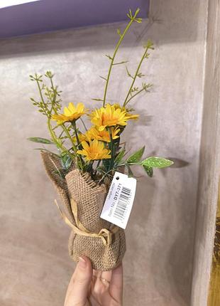 Классное декоративное кашпо, искусственные цветы мешковина