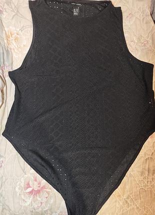 Шикарный стильный боди комбидресс треко с перфорацией большой размер