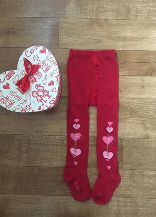 Потрясающие тёплые колготки на девочку 2-3 годика сердечки